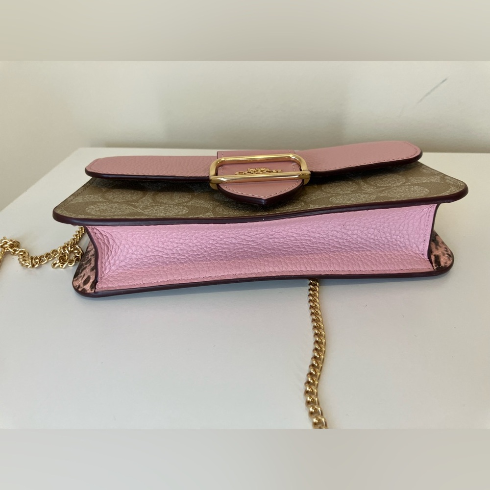 Coach Morgan Crossbody In Signature Canvas Pink With Snake Embossed Leather - Picture 8 of 11